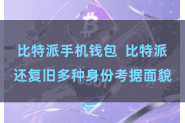 比特派手机钱包  比特派还复旧多种身份考据面貌